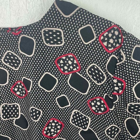 Vintage Pendleton Country Sophisticates Red Black Top Made in USA Rayon Size 16 - Picture 5 of 6